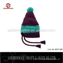 Vente en gros 2016 Plain fashion pompom knit crochet beanies chapeaux à vendre